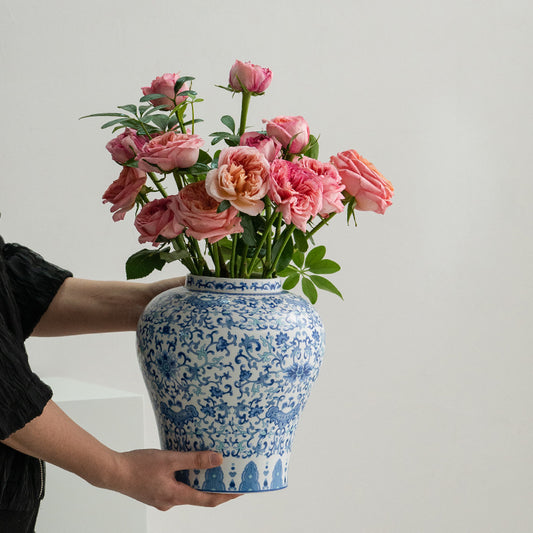 Blue And White Ceramic Vintage Vase