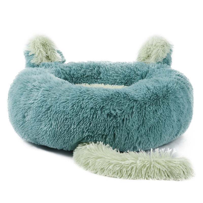 Whisker Haven Cozy Cat Themed Pet Bed