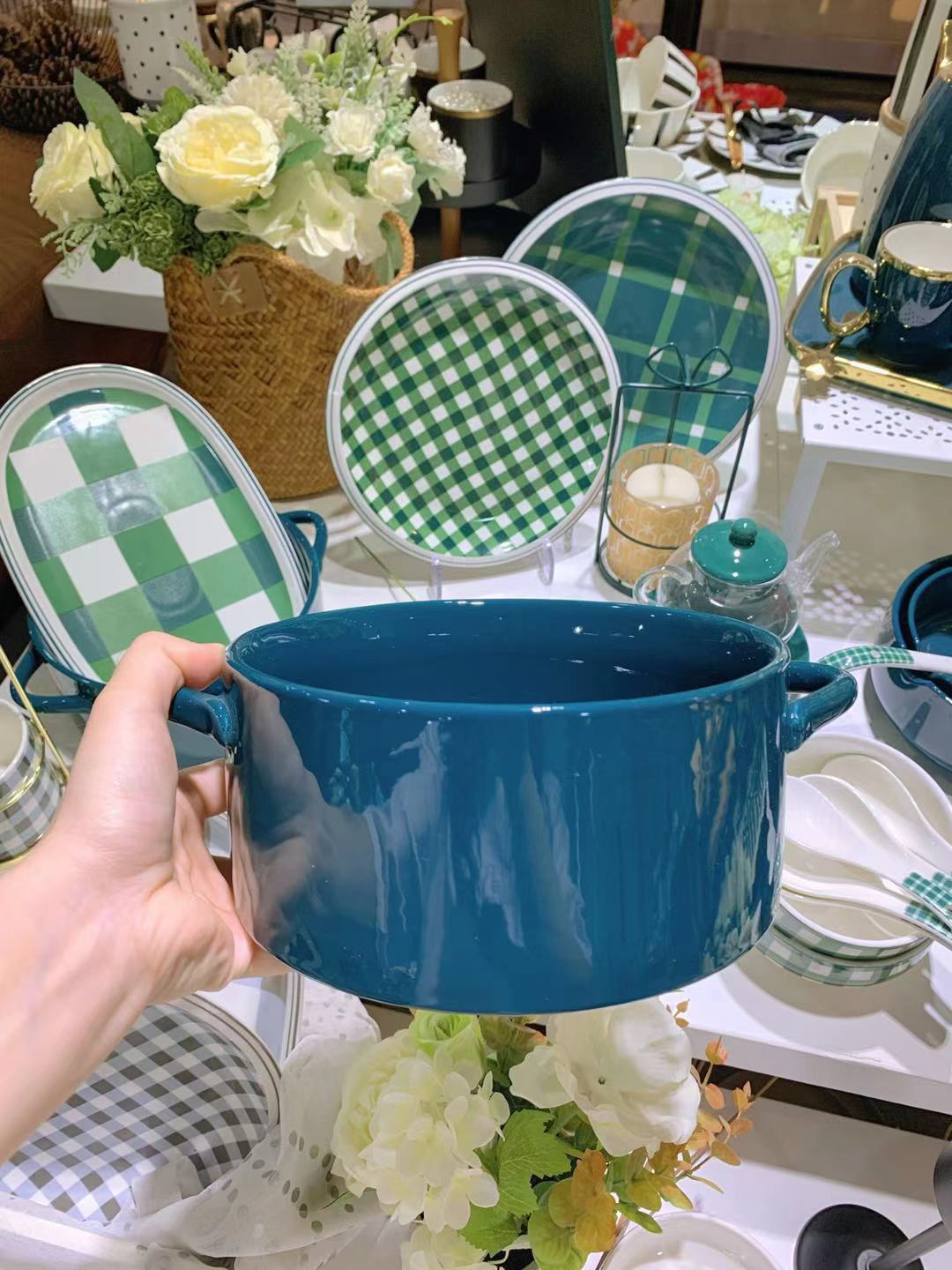 Artisanal Patterned Ceramic Soup Bowl