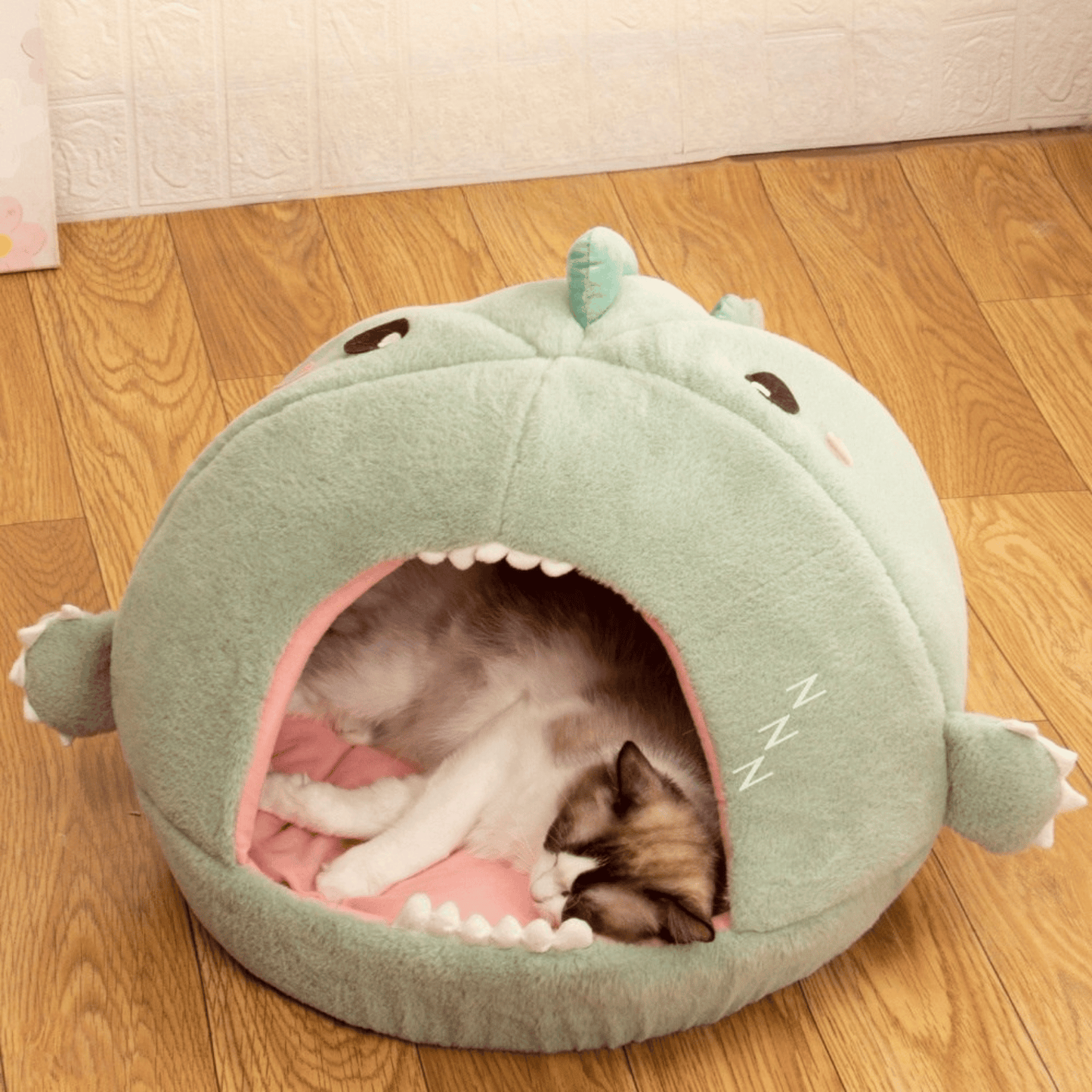 Dino Den: Semi-Closed Dinosaur Pet Bed