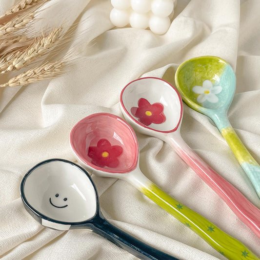 Whimsy Palette: Colourful Hand-Painted Dessert Spoon