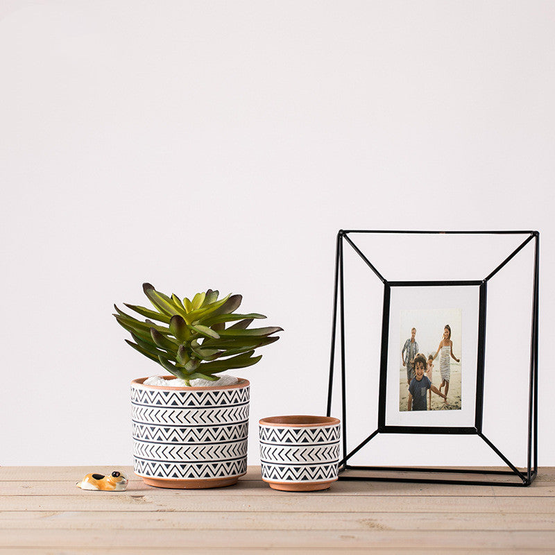 Nordic Blossom: Geometric Ceramic Flower Pots