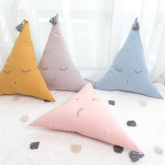 Whimsy Triangles: Cute Cartoon Triangle Shaped Pillow