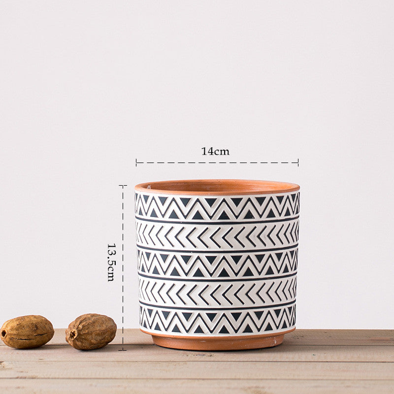 Nordic Blossom: Geometric Ceramic Flower Pots