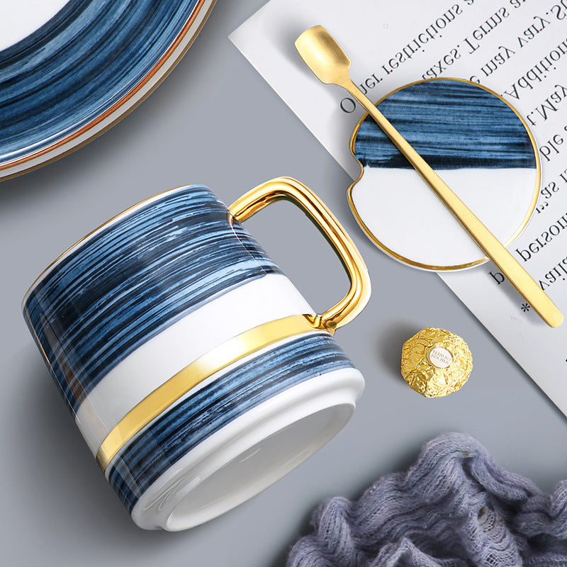 Blue Wave: Ceramic Mugs and Saucers