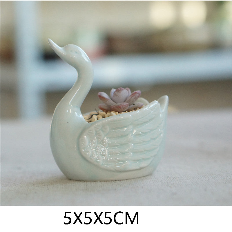 Swan Serenity: Succulent Plant Pot