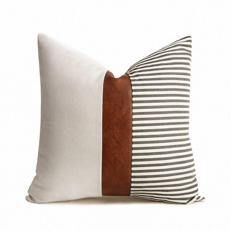 Stripe Lux Leather Cushion Cover