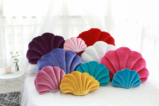 Ocean Bloom: Vibrant Shell-Shaped Cushions