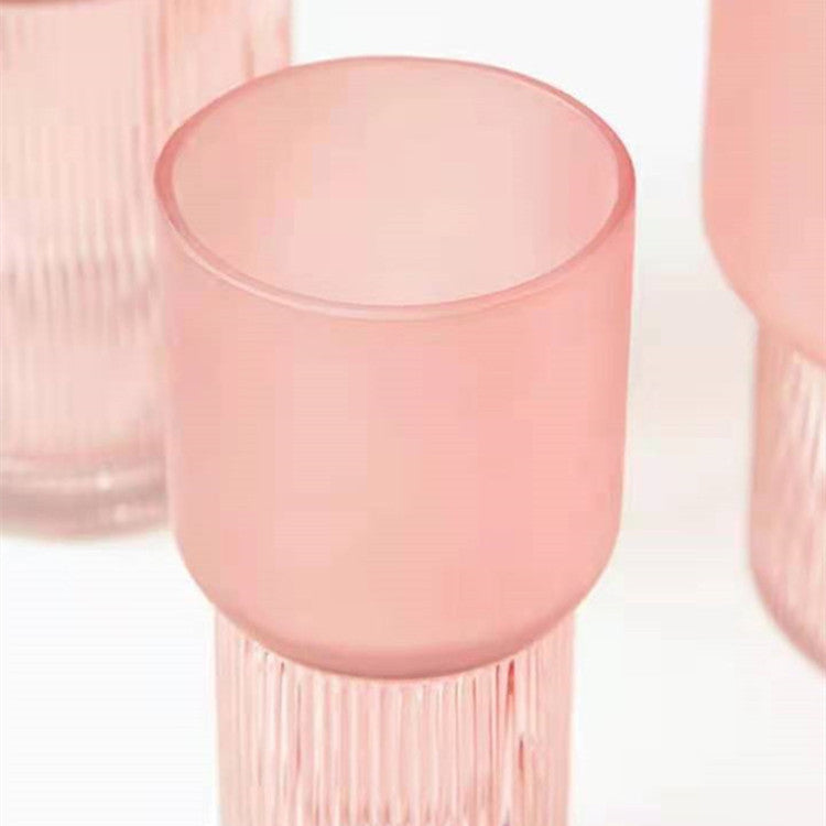 Blush Bloom: Pink Frosted Glass Hydroponic Vase