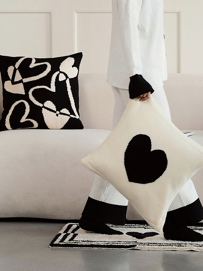 Monochrome Comfort: Cute Black and White Nordic Style Sofa Cushion