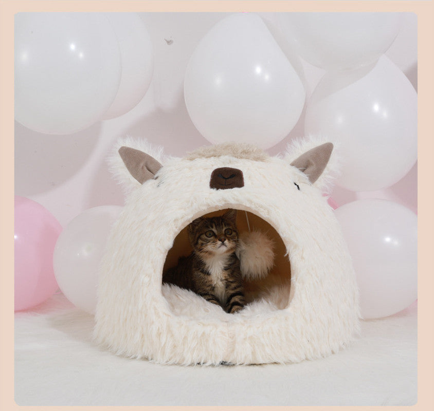 Alpaca Cozy Pet Haven: Warm Plush Pet Bed