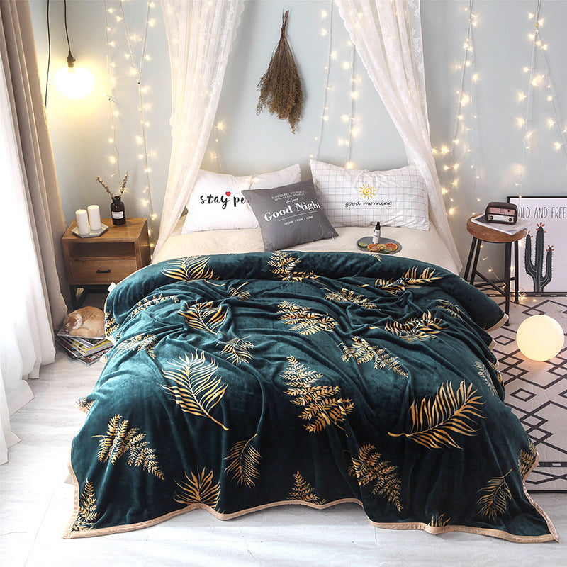 Golden Leaves Elegance Throw Blanket