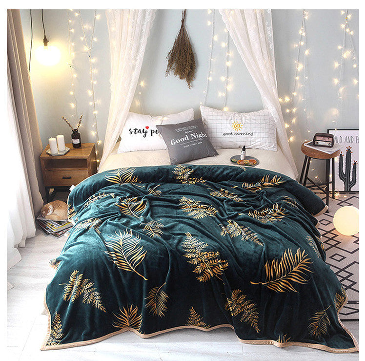 Golden Leaves Elegance Throw Blanket