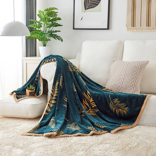 Golden Leaves Elegance Throw Blanket