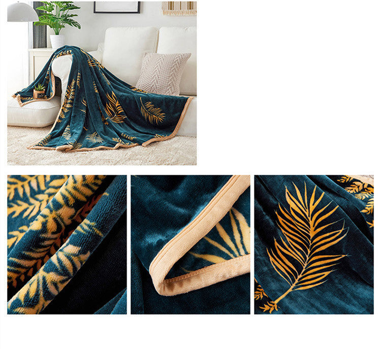 Golden Leaves Elegance Throw Blanket