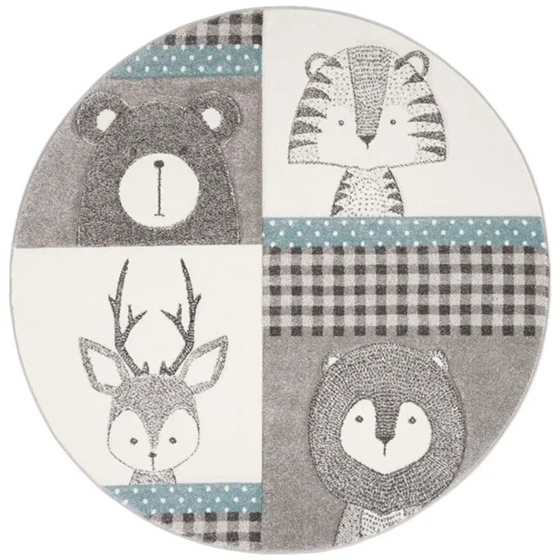 Whimsy Wonders: Cartoon Critter Round Rug