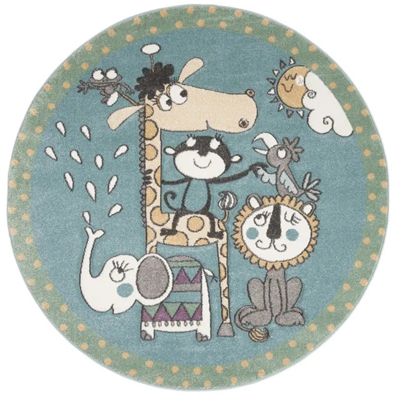 Whimsy Wonders: Cartoon Critter Round Rug