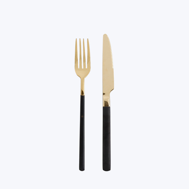 Black & Gold Stainless Stee Cutlery Set