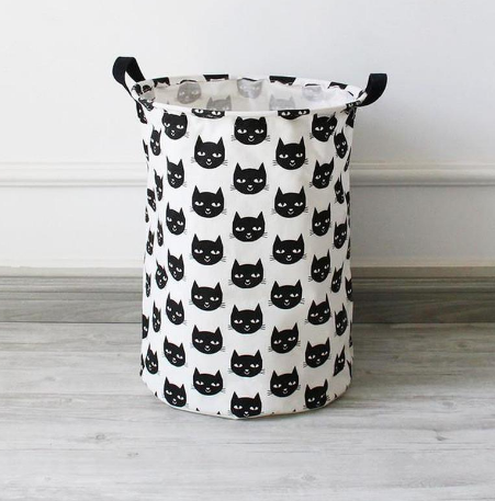 Black & White Cat Laundry Basket