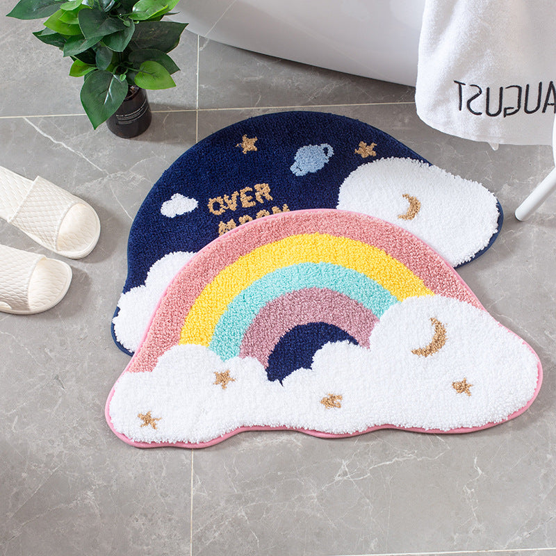 Rainbow Delight: Cartoon Rainbow Bath Mat