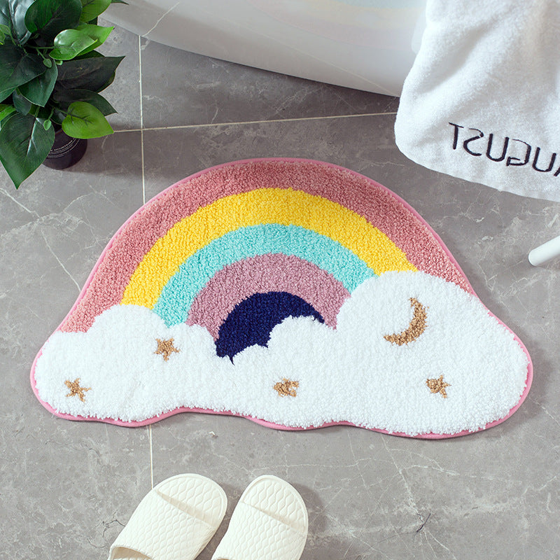 Rainbow Delight: Cartoon Rainbow Bath Mat