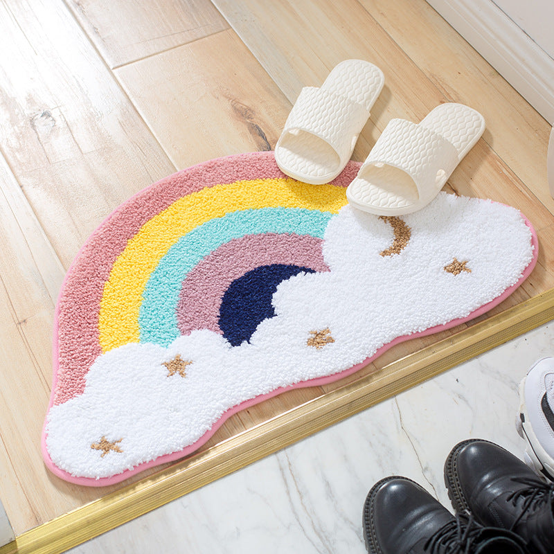 Rainbow Delight: Cartoon Rainbow Bath Mat