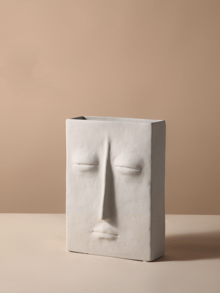 Expressionist Ceramic Face Vase