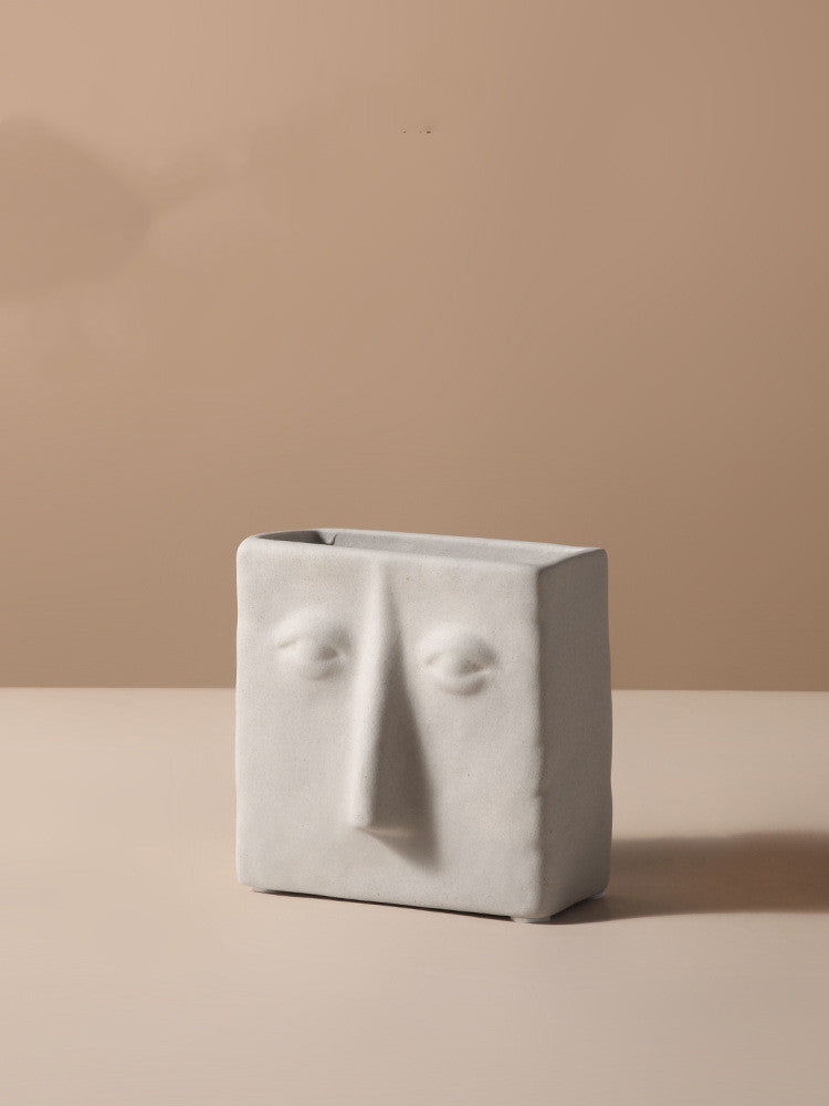 Expressionist Ceramic Face Vase