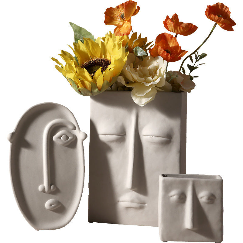 Expressionist Ceramic Face Vase