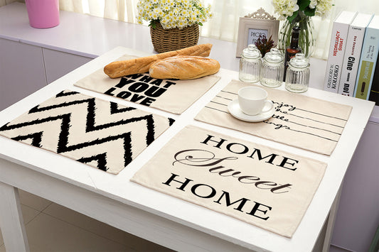 Monochrome Chic: Cotton and Linen Cloth Art Western Placemat