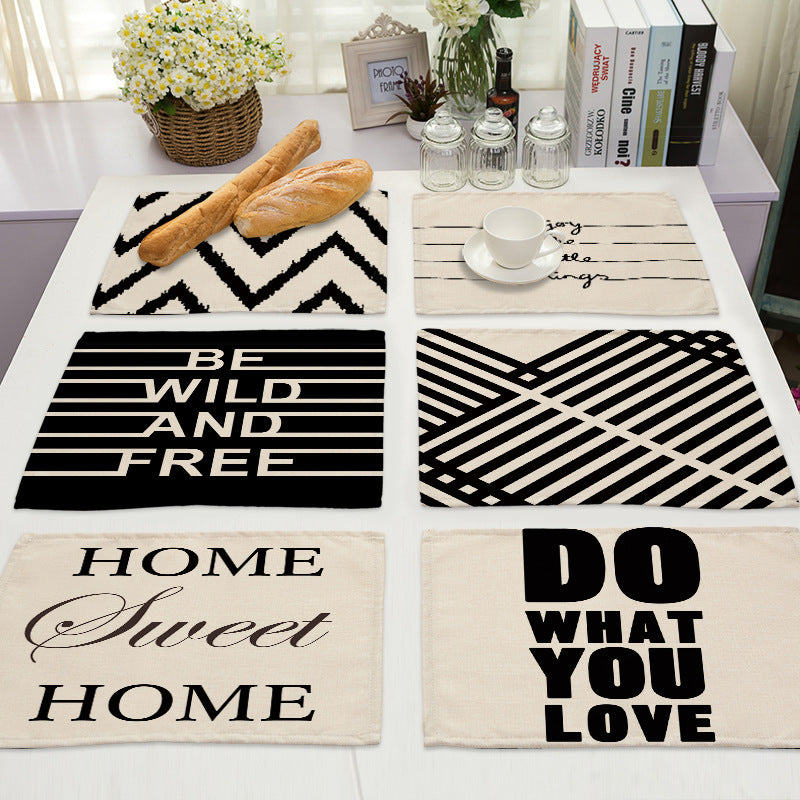 Monochrome Chic: Cotton and Linen Cloth Art Western Placemat