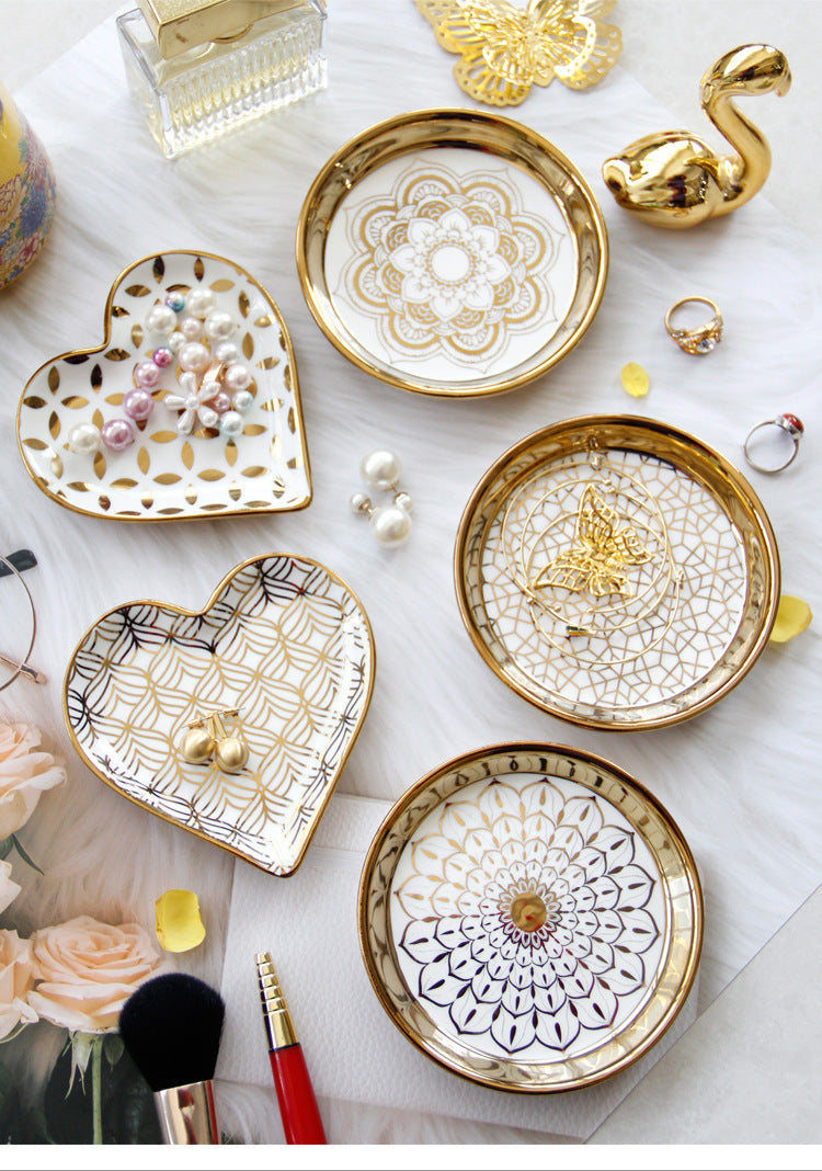 Gilded Grace: Ceramic Accessories Dish