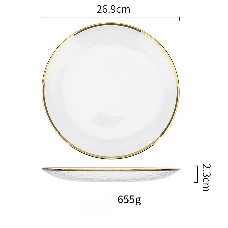 Golden Edge: Transparent Glass Tableware with Gold Rim