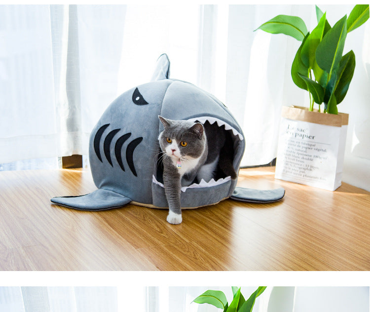 Shark Cozy Haven: Pet Bed for Small Dogs and Cats