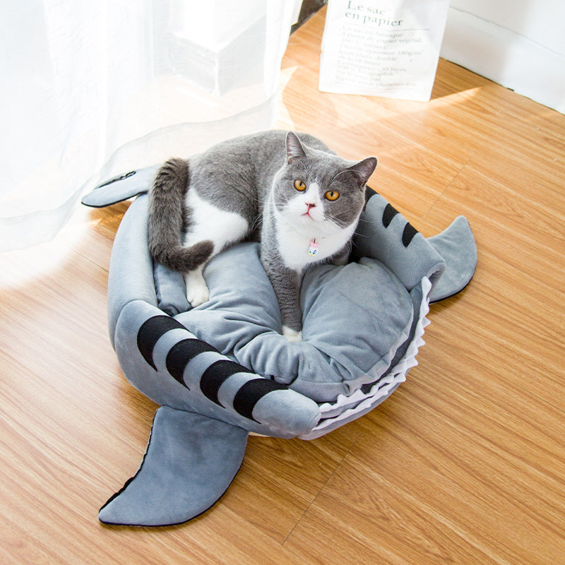 Shark Cozy Haven: Pet Bed for Small Dogs and Cats