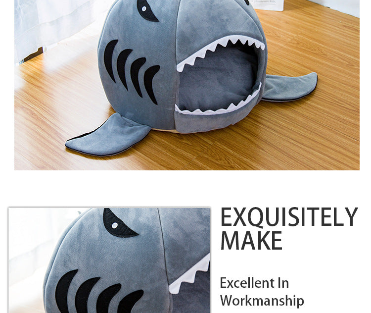 Shark Cozy Haven: Pet Bed for Small Dogs and Cats