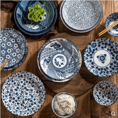 ZenScape: Japanese Blue & White Porcelain Dinner Plates