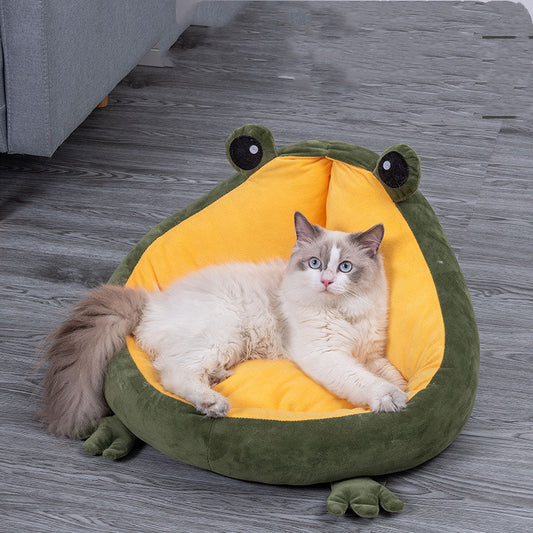 Froggy Haven: Semi-Enclosed Pet Bed for Cats