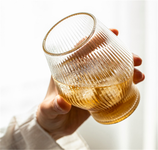 Artisanal Ripple: Textured Glass Tumbler