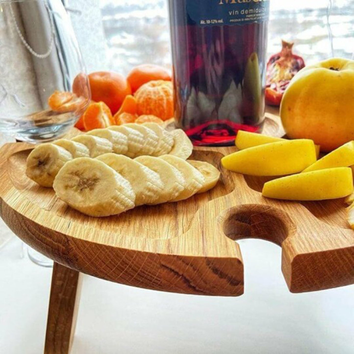 Wooden Folding Picnic-table With Glass Holder