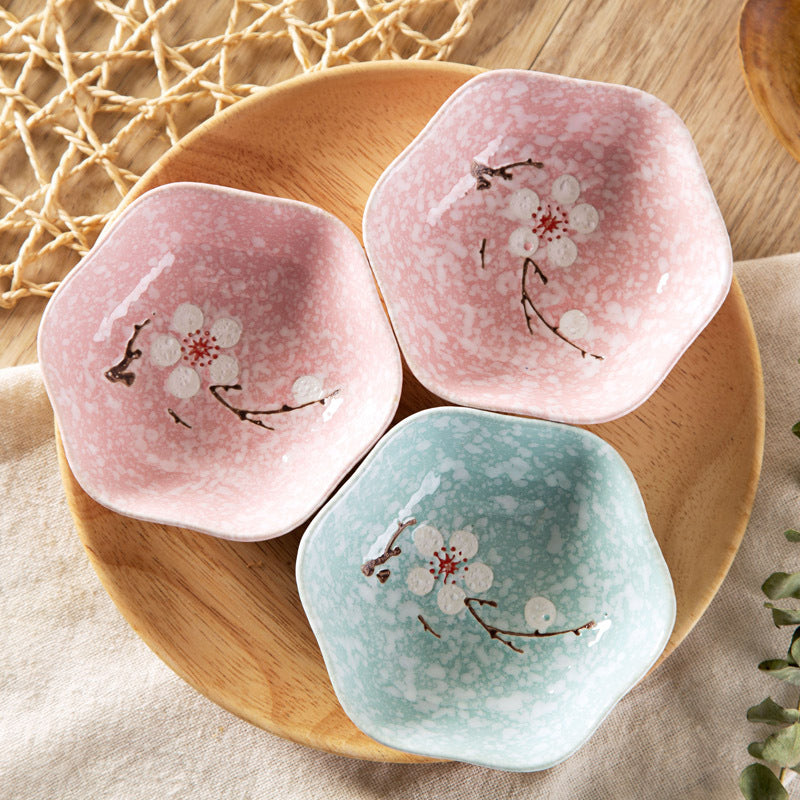 Blossom Bites: Cute Cherry Blossom Ceramic Sauce Dishes