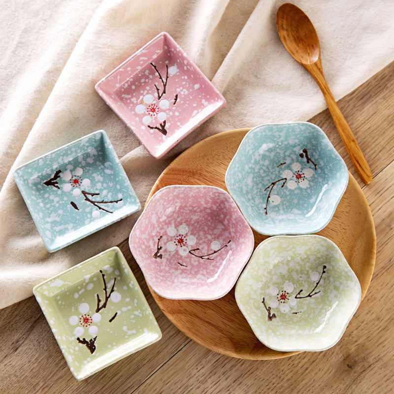 Blossom Bites: Cute Cherry Blossom Ceramic Sauce Dishes