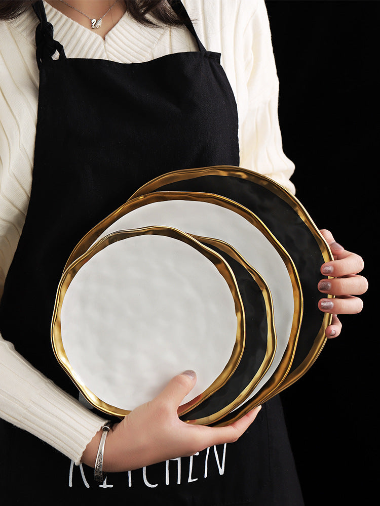 Golden Elegance Textured Ceramic Dinnerware Set