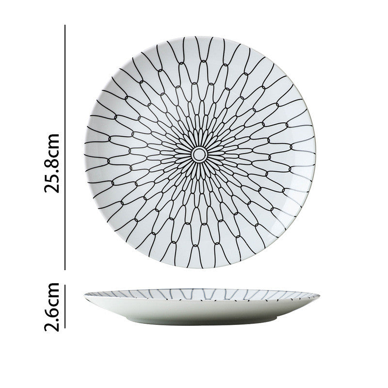 Monochrome Western Dining: Black and White Line Plates