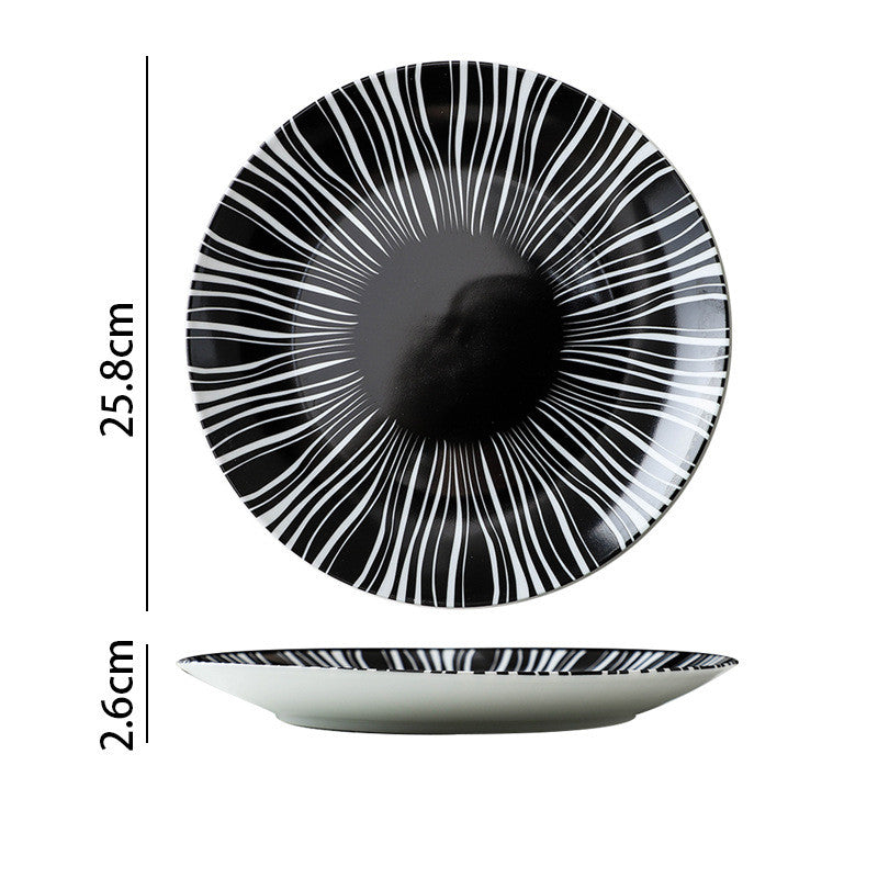 Monochrome Western Dining: Black and White Line Plates