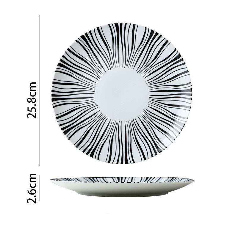 Monochrome Western Dining: Black and White Line Plates