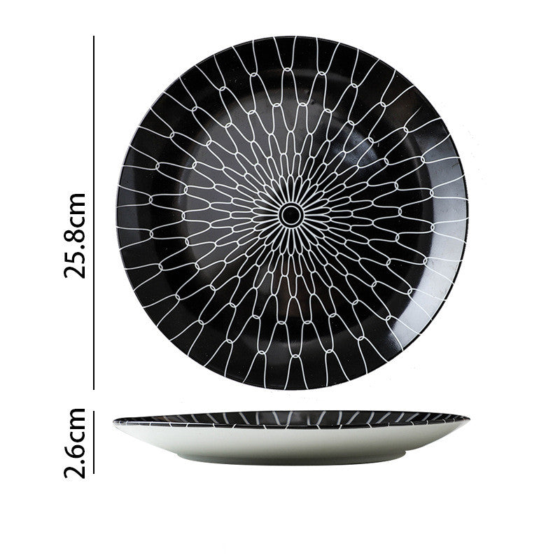 Monochrome Western Dining: Black and White Line Plates