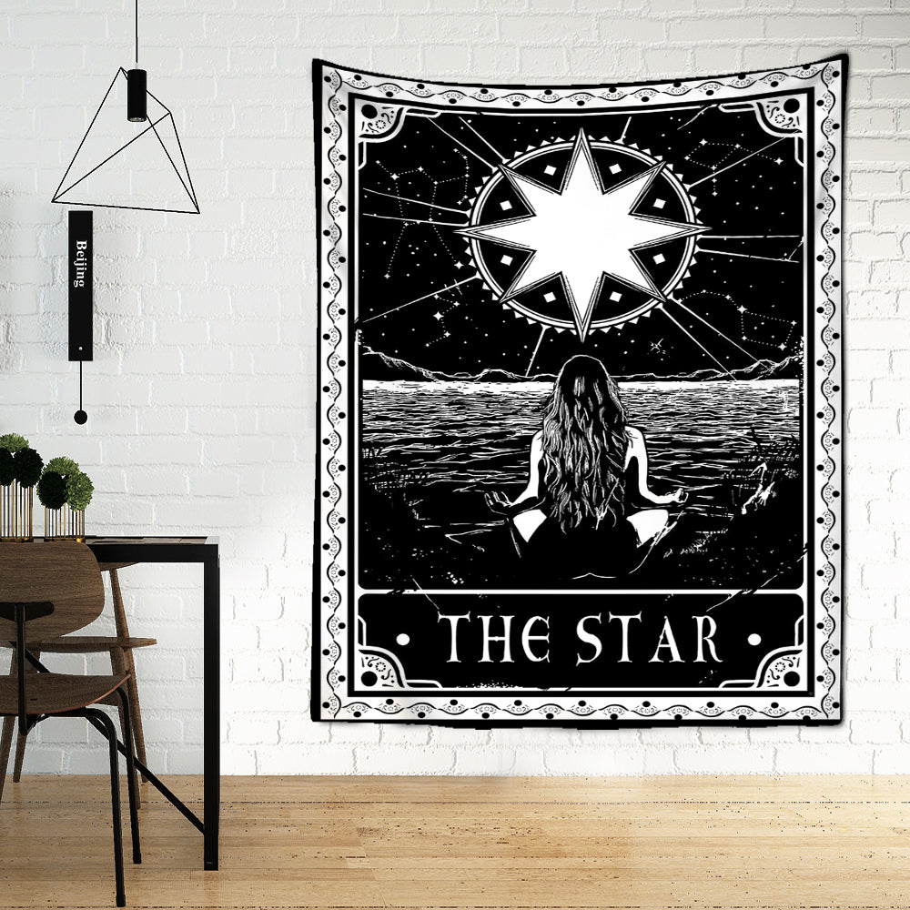 Black & White Tarot Cards Wall Tapestry