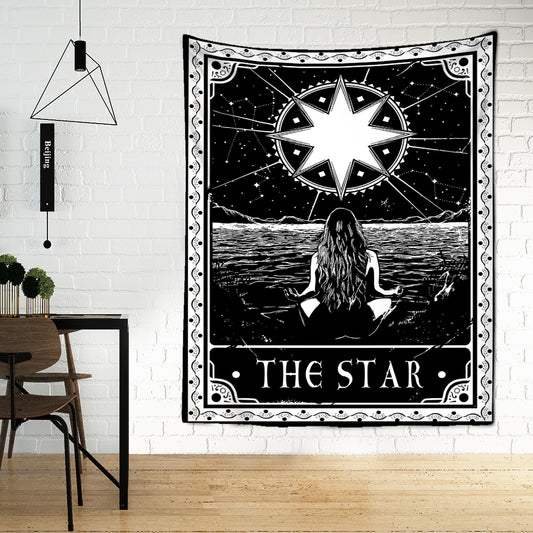 Black & White Tarot Cards Wall Tapestry