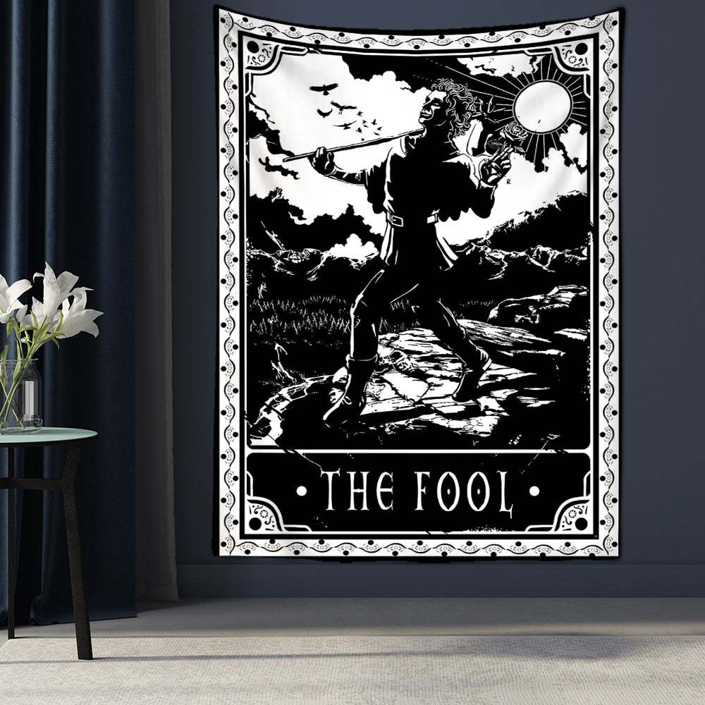 Black & White Tarot Cards Wall Tapestry